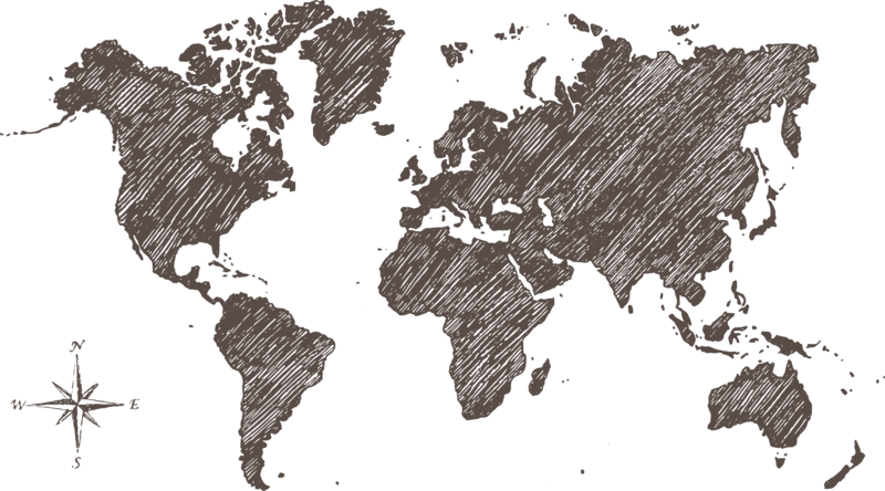 Pen illustration of a world map