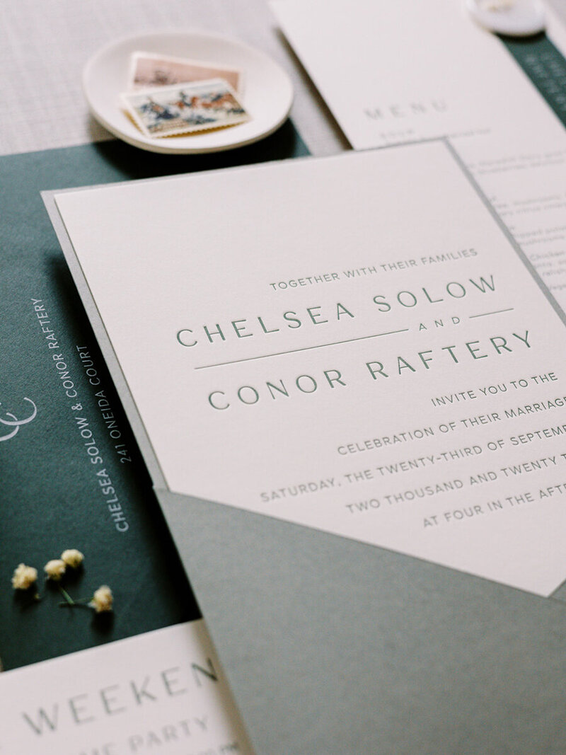 Modern Letterpress Pocket Invitation