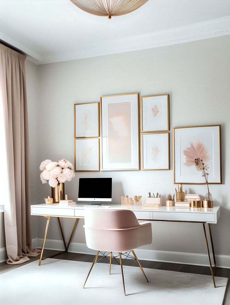 Rose Gold Office Setup