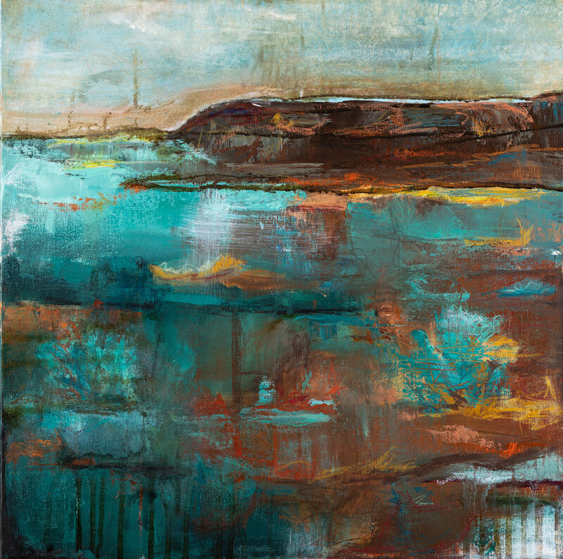 Christen-Horner-Art-Austin-Texas-OriginalPainting-2024-Takin'-The-Long-Way-Back-20x20-Mesa-Valley-Pasture