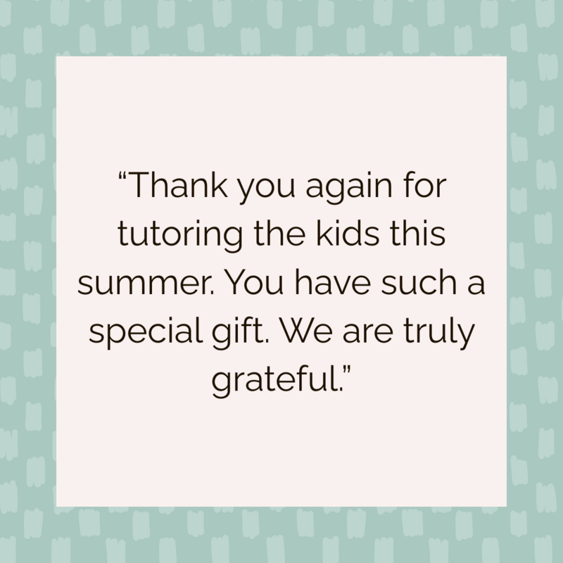 another testimonial from parent of tutoring student