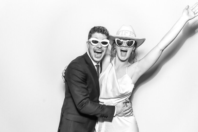 2 guests posing for the Best  Premium Photo Booth for weddings , corporate events, birthday parties at De Vere Tortworth Court wedding venue