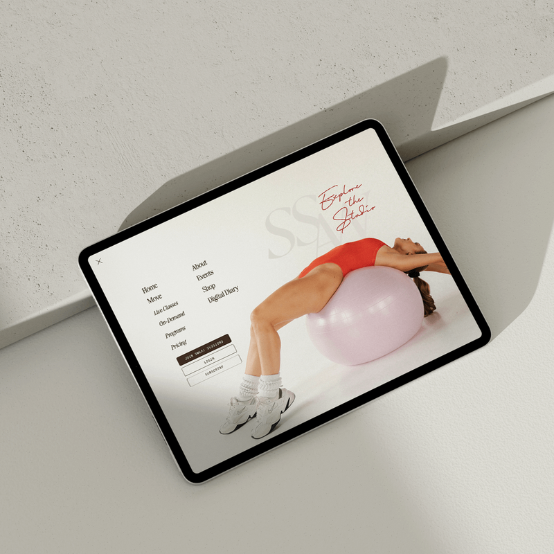 Picture of Aubre Winters website homepage mocked up on a tablet