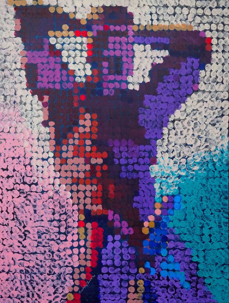 Brent Ray Fraser Painting Tip Pointillist Self Portrait 2023 - 02