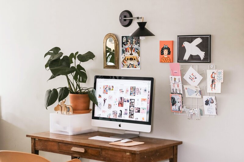 Desk with Apple Mac Plants and Inspiration