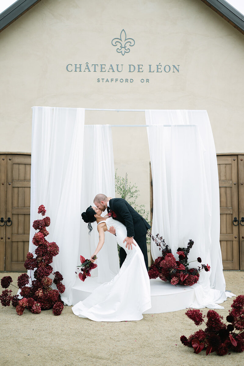 bride and groom captured in chateau de leon venue 