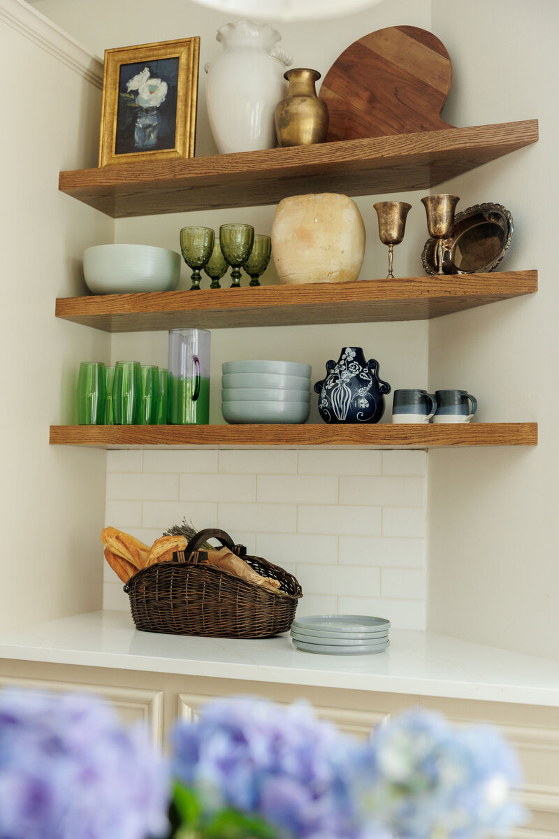 Floating Shelf Styling Colorful Kitchen