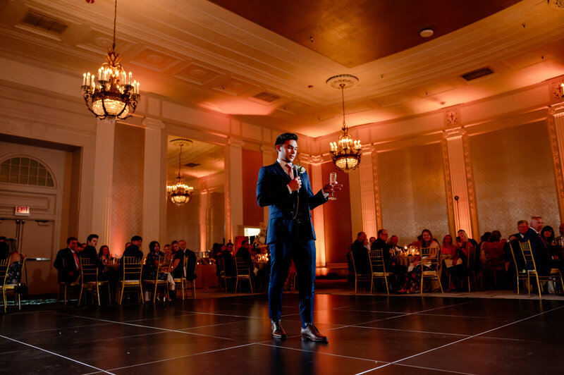 Best man gives speech at the W Chicago City Center.