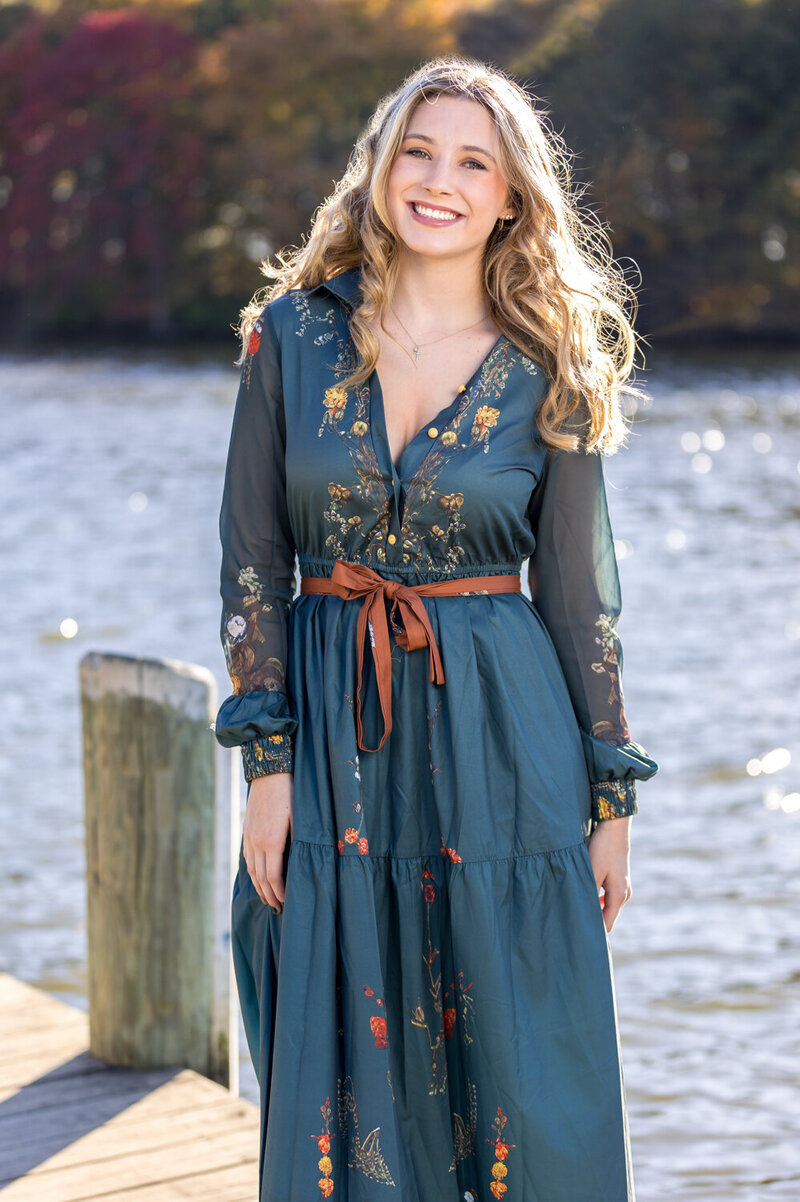 Senior Portrait for Young Woman with Lake Scenery in Harford County, MD