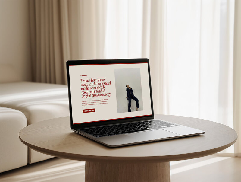 Website homepage mockup for a swimwear brand, featuring a model in a black swimsuit with the brand name 'Nude' and options to shop collections.