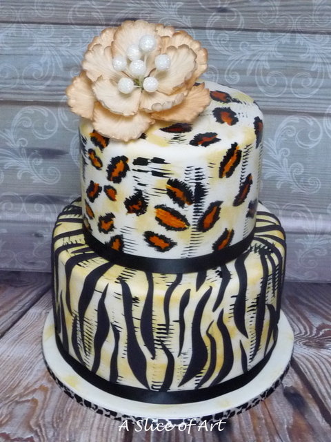 painted leopard cake