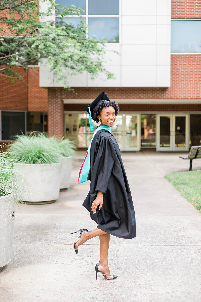 African American women wearing graduation regalia