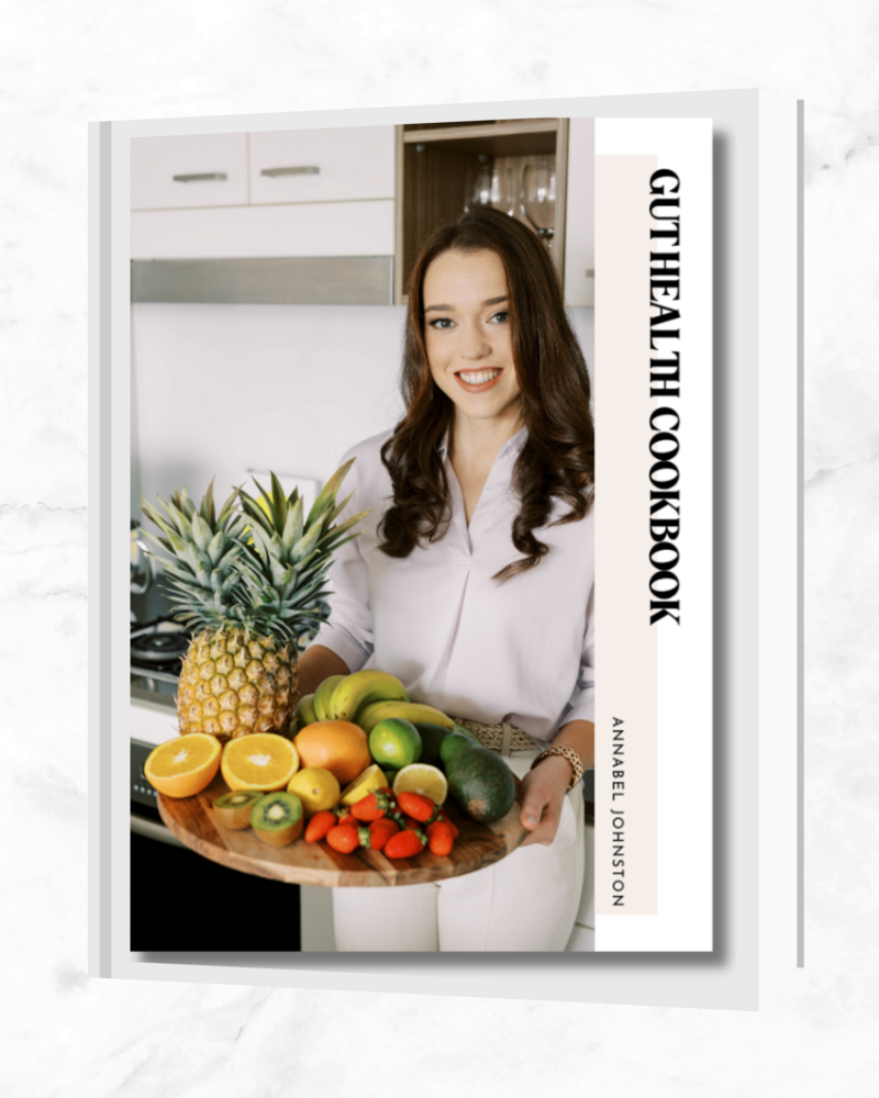 Dietitian Annabel's e-cookbook featuring gut-friendly recipes, a valuable resource for maintaining digestive health.