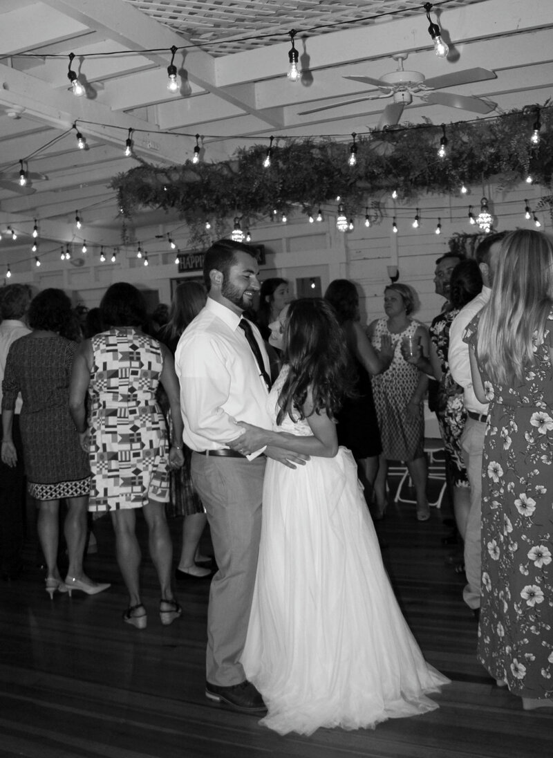 Bride and Groom dancing together at Bar Harbor Wedding reception