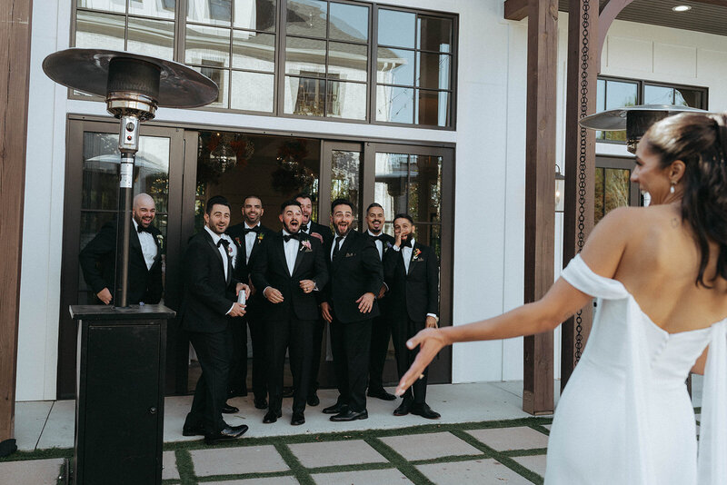bride's first look with groomsmen / wedding photography prices, elsie goodman