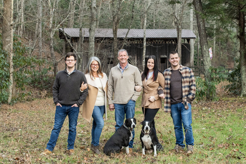 Family photography Asheville NC adults with dogs