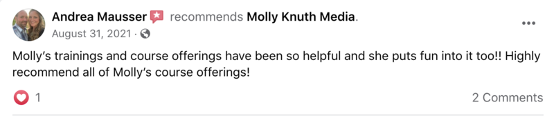 Facebook Testimonial Molly Knuth Media