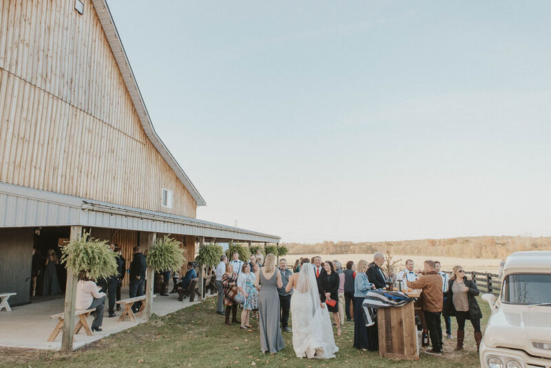 Barn wedding guests country venue