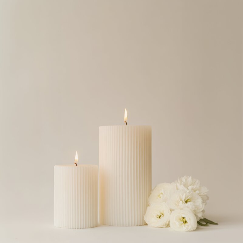 Calming candles and flowers for holistic skincare