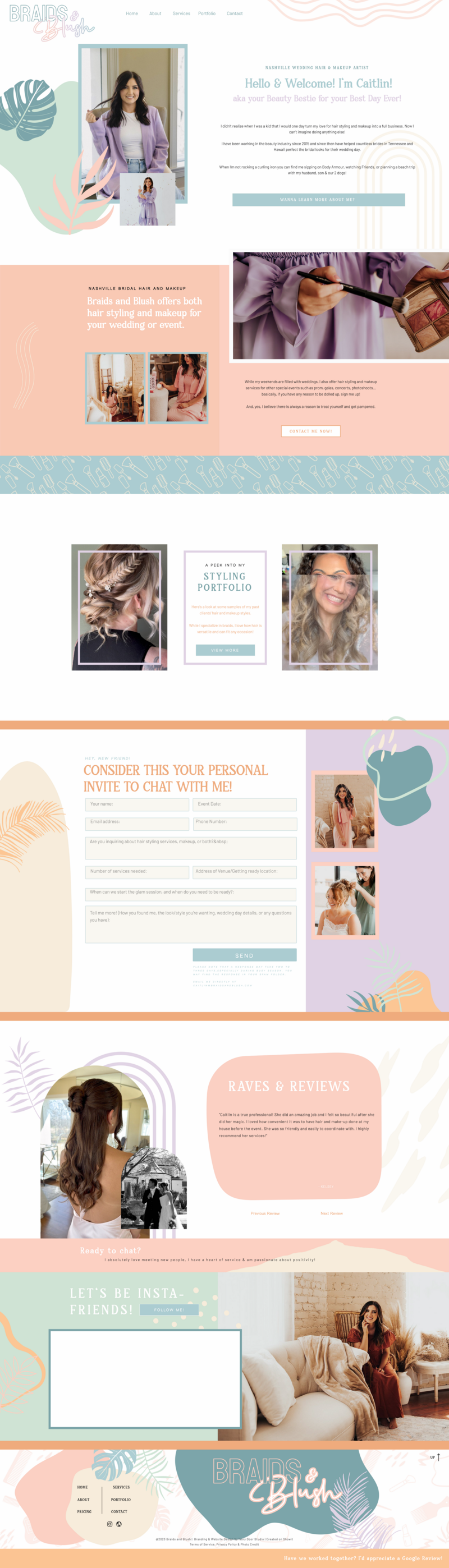 Screen capture of hair stylist's website on desktop