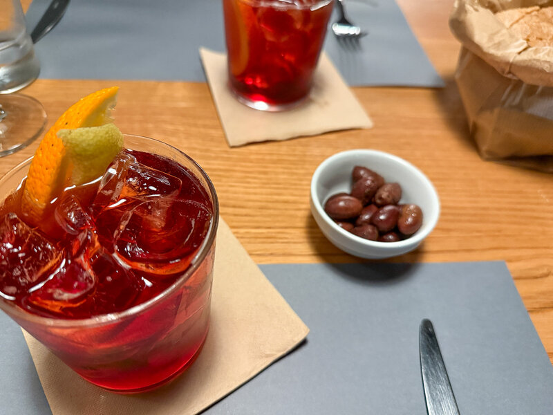 Americano cocktails at Osteria La Dritta in Lucca, Italy