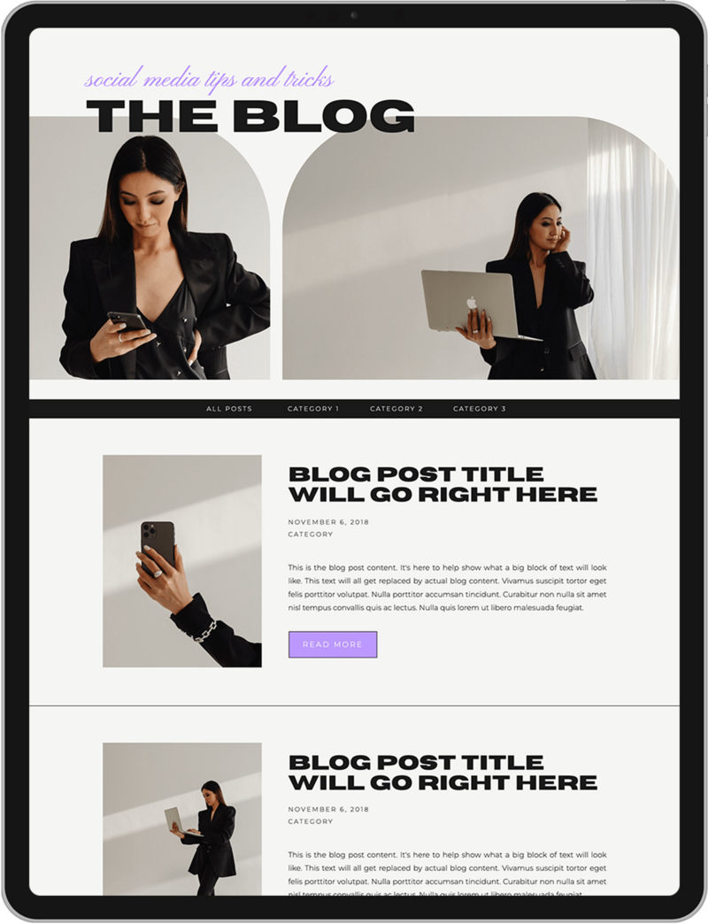 Blog website template for Showit