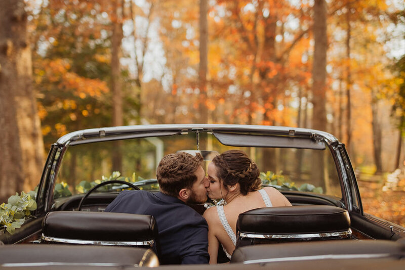 Couple in a vintage car