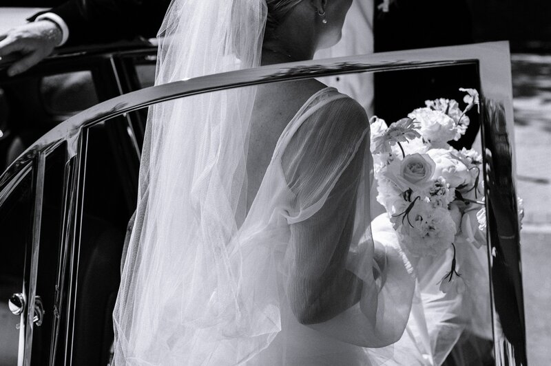 a detail shot of a kenny and harlow wedding dress at a christchurch wedding