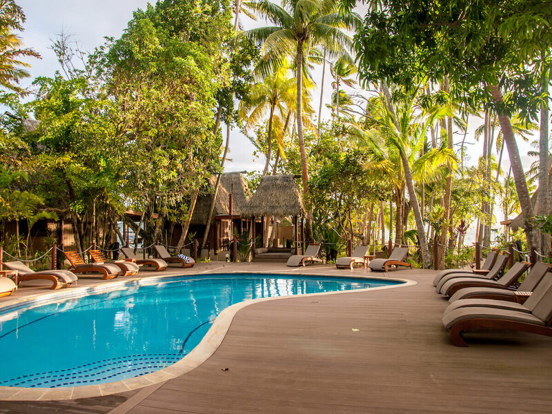 travel and hospitality content creation poolside in Fiji resort