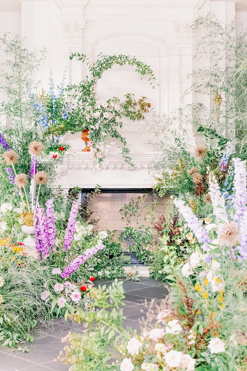 lush florals at wedding venue