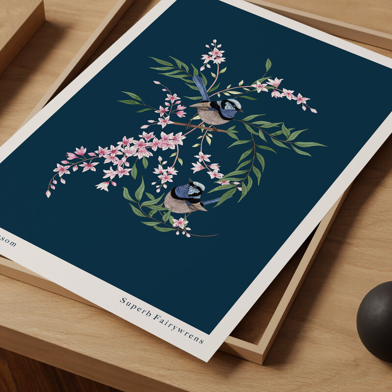 Mockup flat bird blossom