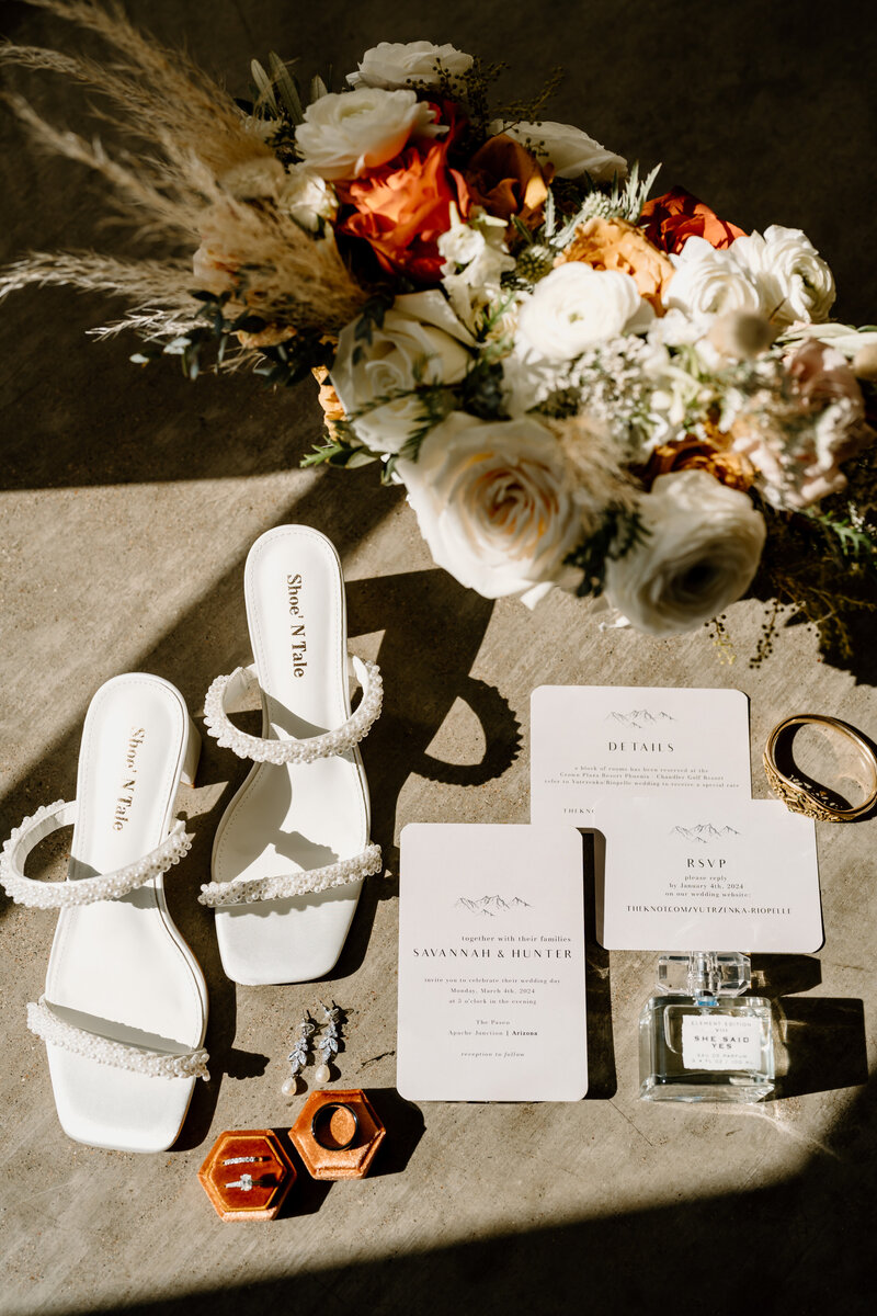 wedding day details flat lay