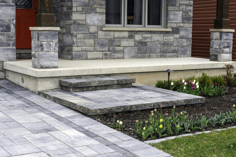 Modern paver stair and patio design 