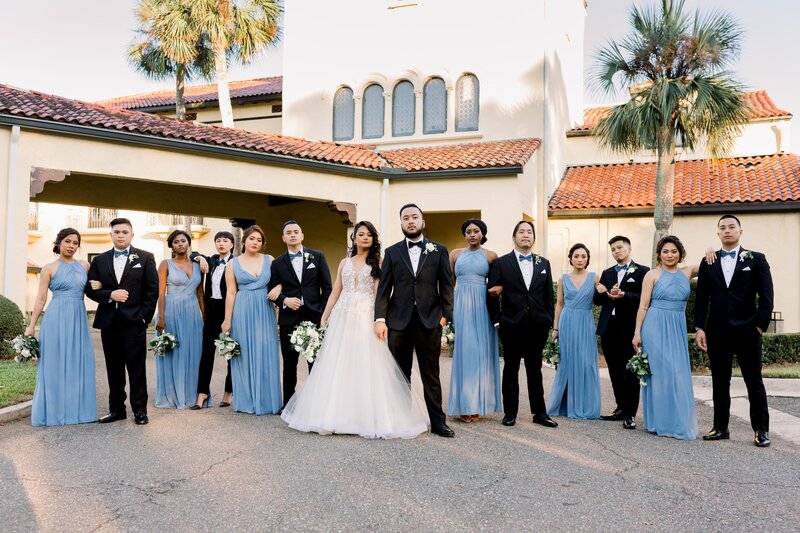 Blue and black wedding party