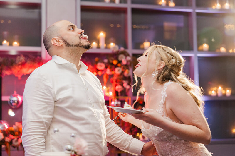 Chloe and Tony cracking up together on their wedding night
