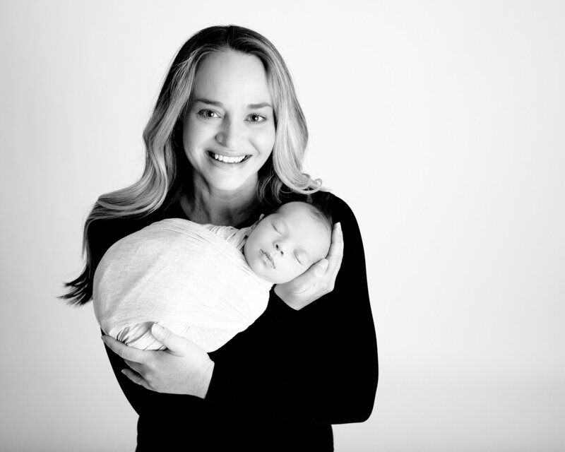 Black and White newborn with mom