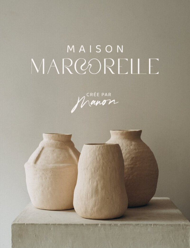 Clique ici pour voir le projet d'identité visuelle et de webdesign pour Maison marcorelle crée par le STudio youmé, création graphique vendée et agence web