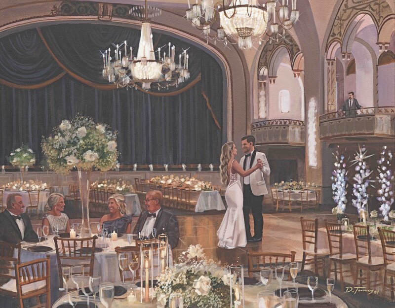 Bride and groom kissing