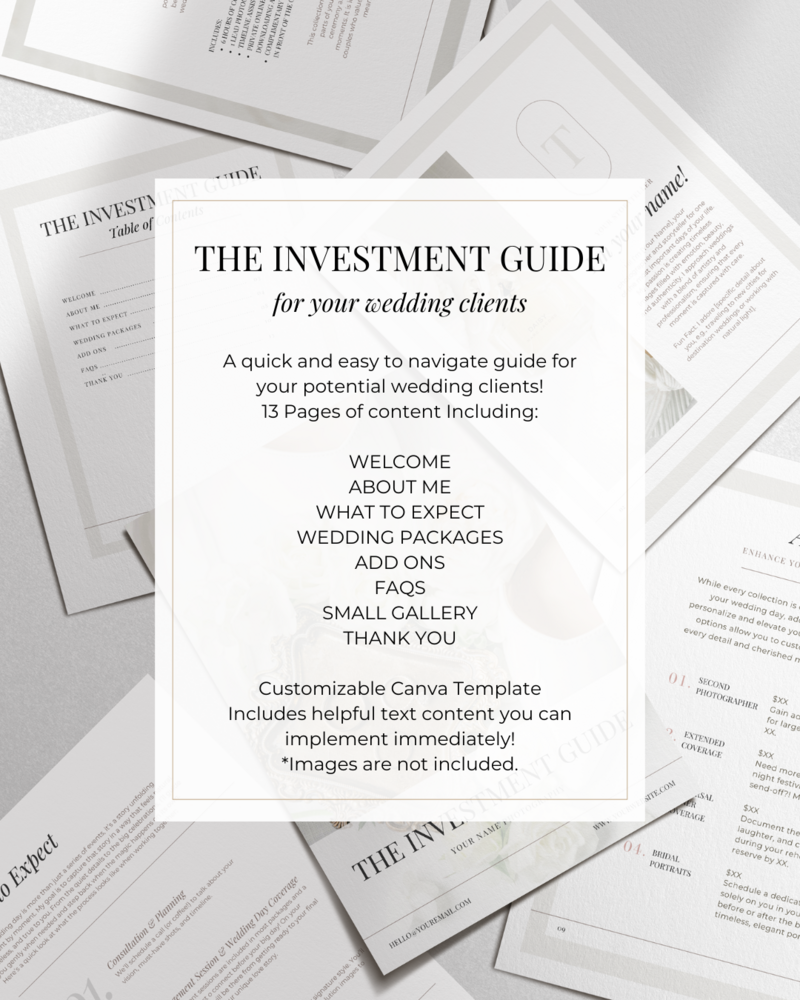 wedding guide pages in a mockup