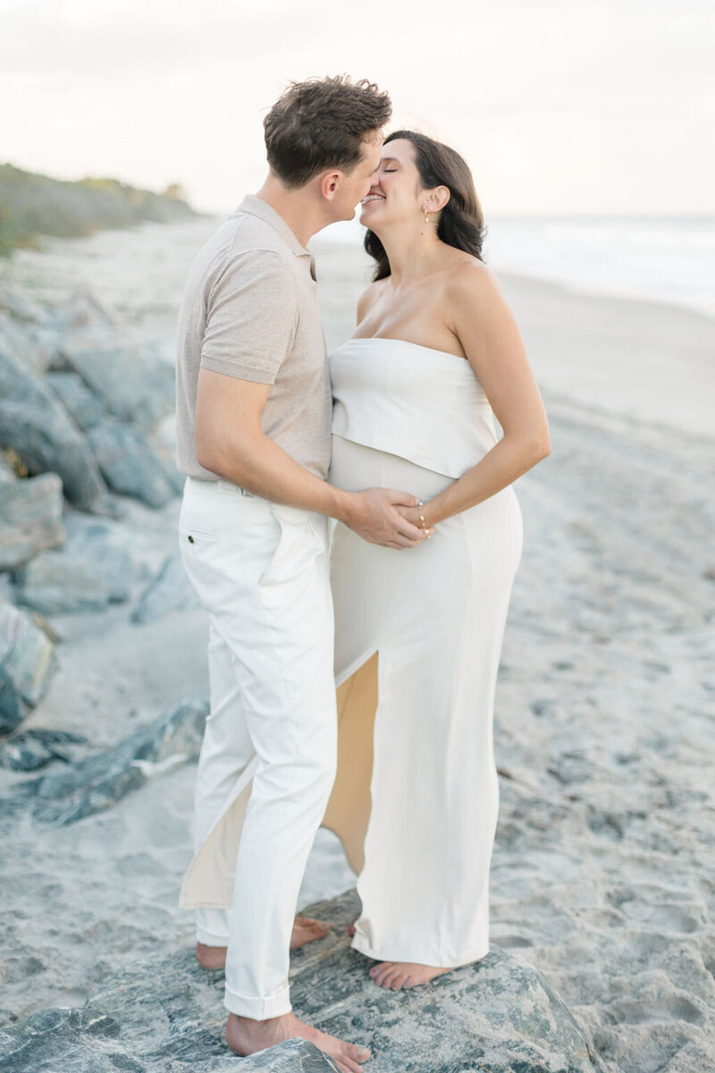 beach maternity session at sunset