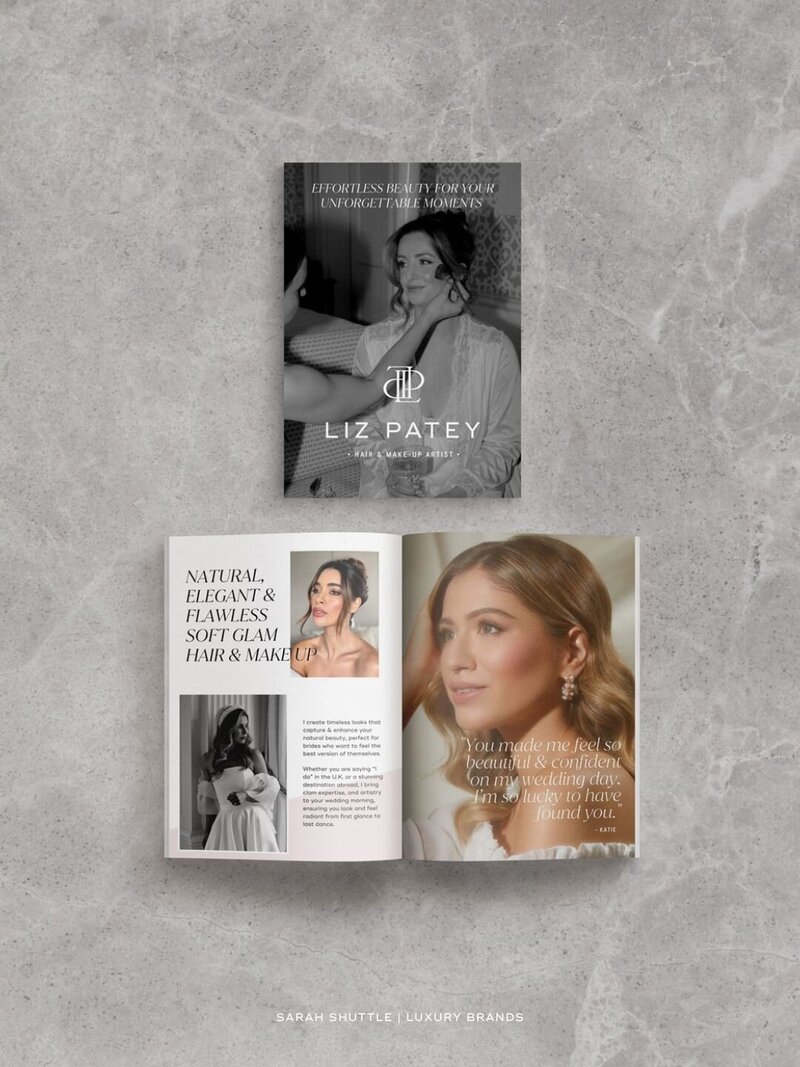 Luxury brand design for London, UK makeup artist brochure mockup