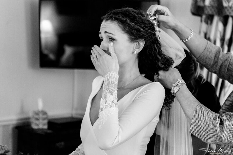 bride getting ready with mum
