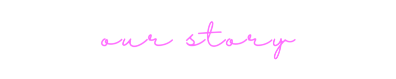 our story in cursive text