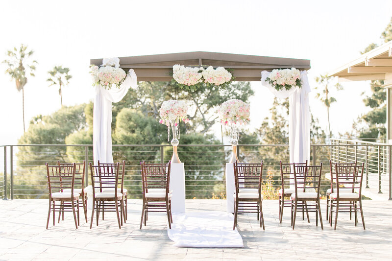 Outdoor California terrace wedding ceremony