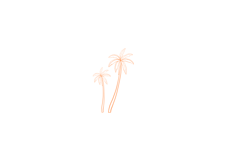 line drawing of two palm trees