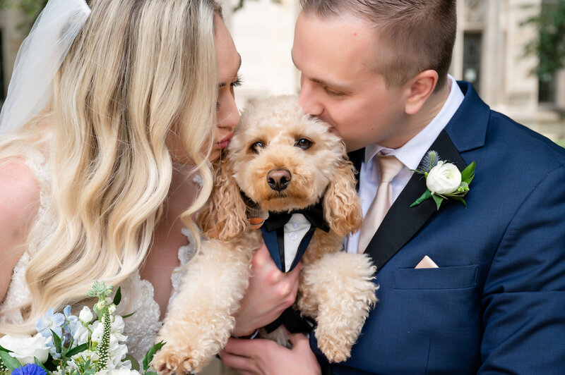 university of pittsburgh club wedding photo with cute dog