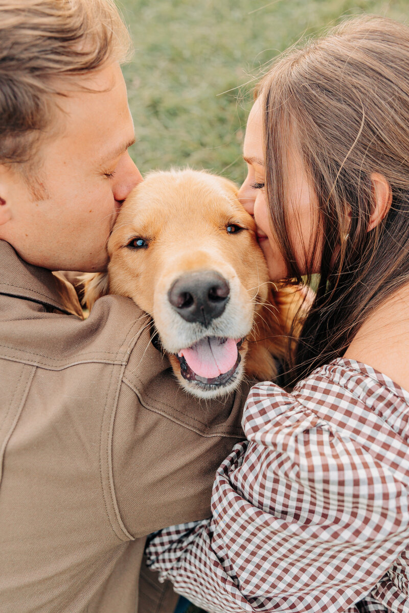 Asheville couples photo session with golden retriever dog at the Biltmore Estate with Asheville Photographer