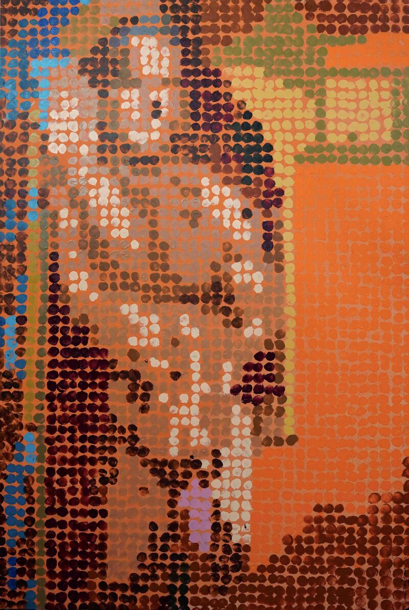 Brent Ray Fraser Painting Tip Pointillist Self Portrait 2023 - 04