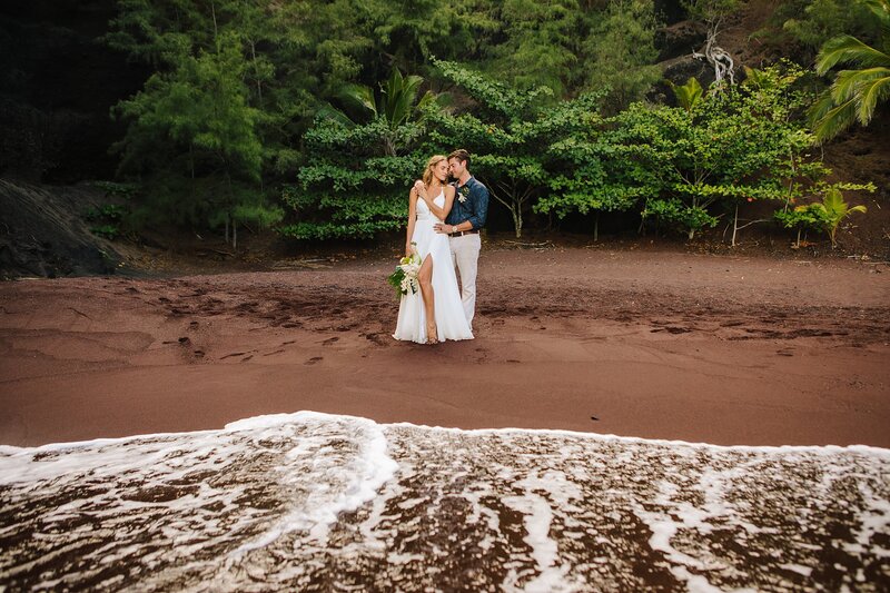 Red sands beach elopement in Maui