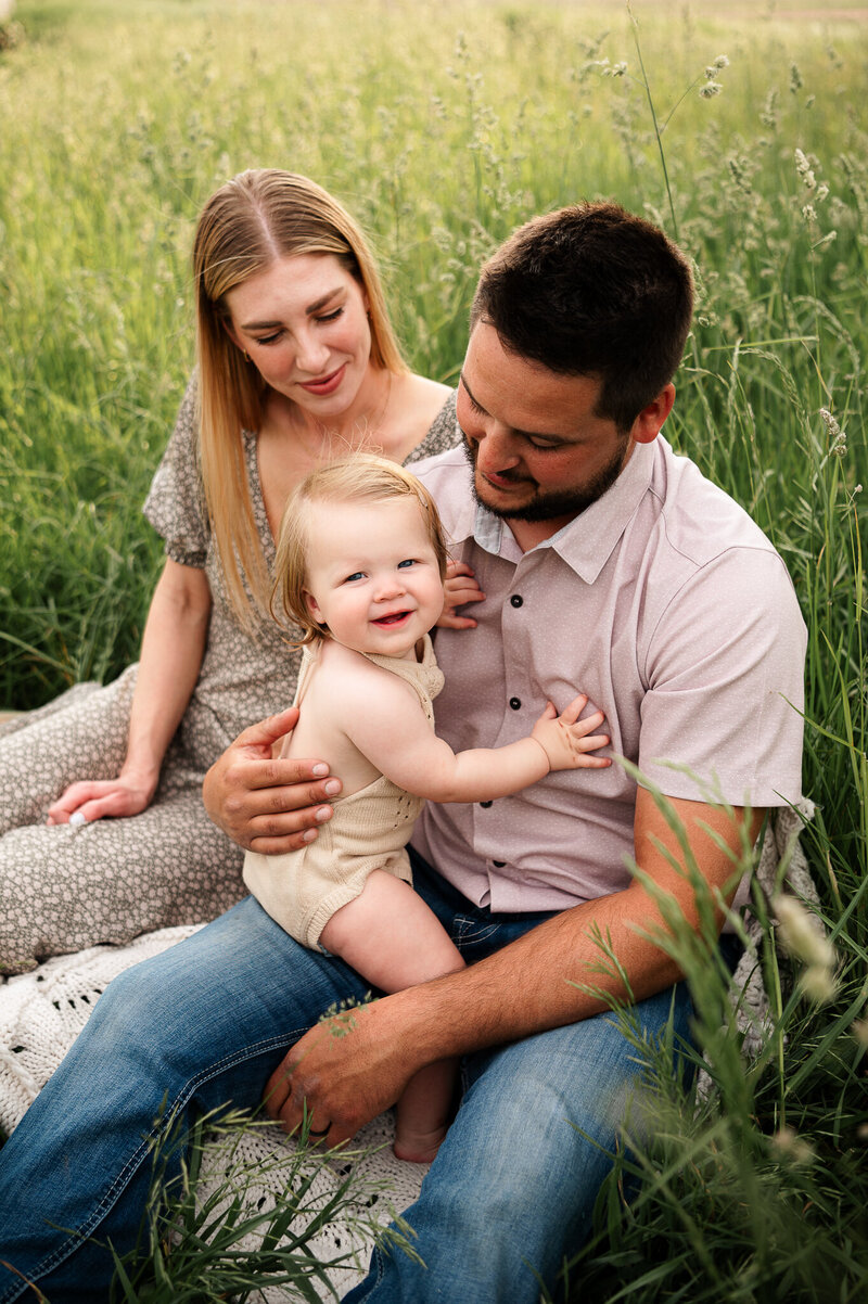 Outdoor family session on site child smiling near Toledo Ohio